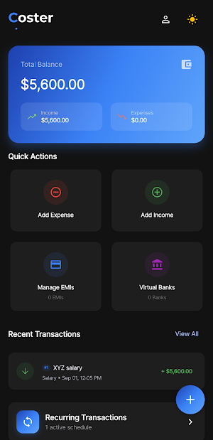 Coster - Smart Finance Manager Screenshot 1