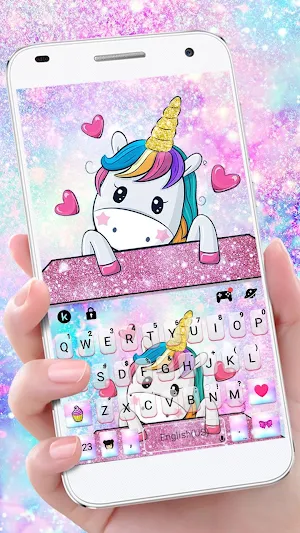 Cute Cartoon Unicorn Keyboard Theme Screenshot 0