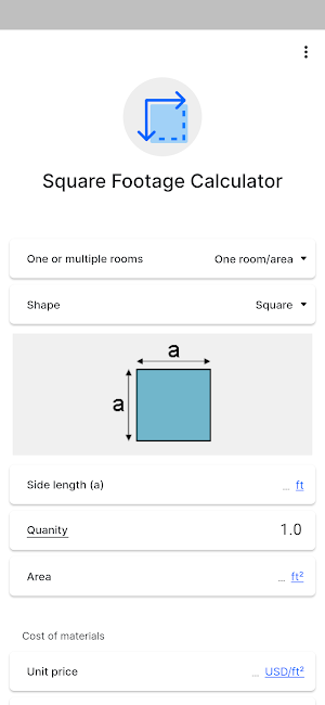 Square Footage Calculator Screenshot 0