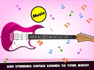 Princess Pink Guitar For Girls - Guitar Simulator Screenshot 3