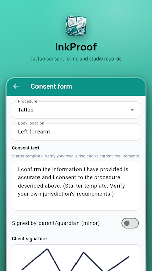 InkProof: Tattoo Log Screenshot 0
