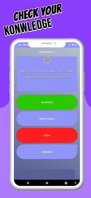 Cricket World Cup Quiz Screenshot 2