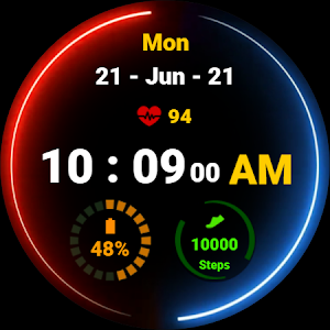 Neon Blue Red Watch Face Screenshot 2