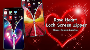 Rose Heart Lock Screen Zipper Screenshot 2