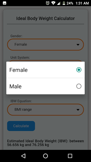 Ideal Body Weight Calculator Screenshot 1