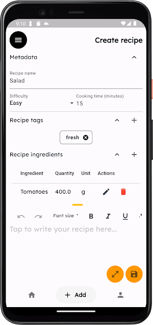 Personal recipe book Screenshot 2