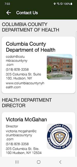 Columbia County NY Health Screenshot 1