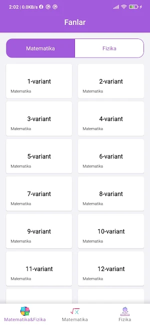Matematika Fizikadan testlar Screenshot 0