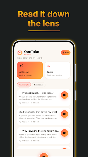 OneTake: AI Teleprompter Screenshot 1