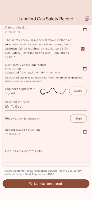 CP12 Gas Certificates Screenshot 1
