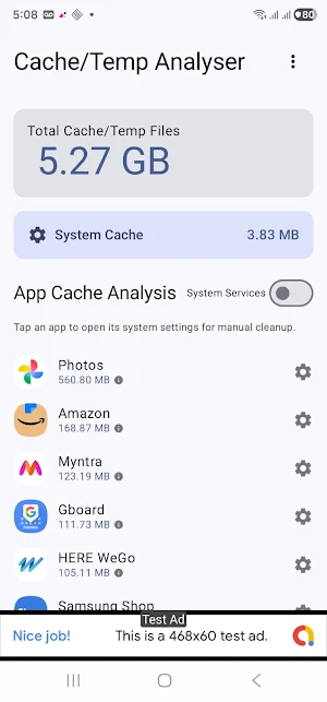 System & Apps Cache Analyser Screenshot 1