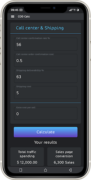 Cash On Delivery Calculator Screenshot 1