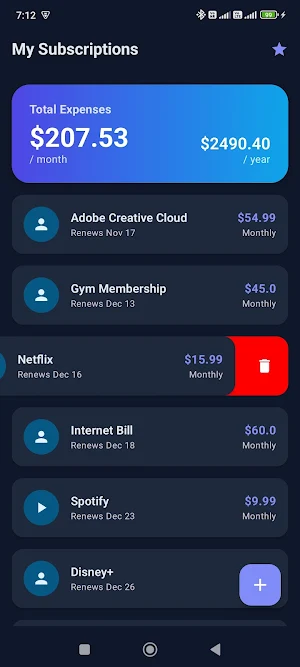 Subscription Tracker Screenshot 2