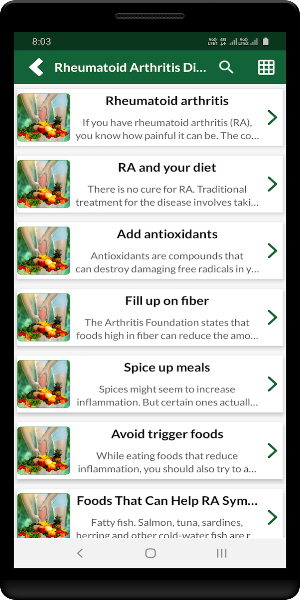 Rheumatoid Arthritis Diet Screenshot 1