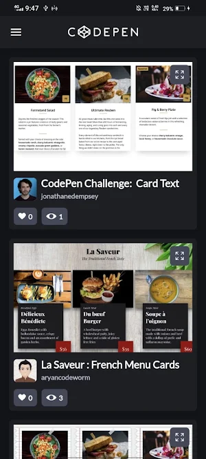 CodePen: Pens & Source Codes Screenshot 1