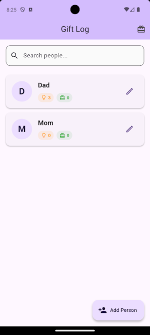 PG Gift Log Screenshot 0