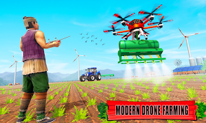 Modern Farming Sim: Drone Farming Tractor Games Screenshot 2