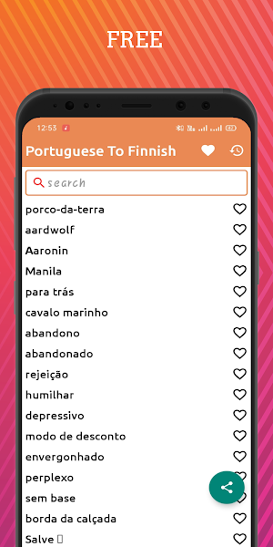 Portuguese To Finnish Dictionary Offline Screenshot 0