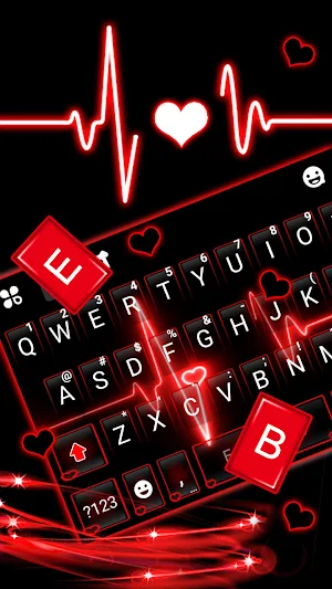 Neon Red Heartbeat Keyboard Theme Screenshot 1