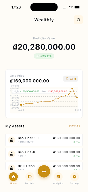 WealthFy - Gold Portfolio Screenshot 0