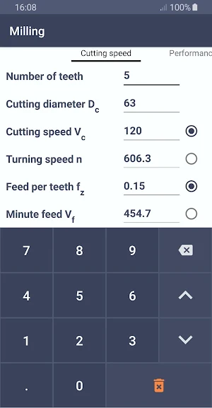 Machining calculator Screenshot 1