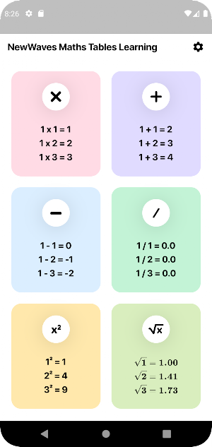 NewWaves Maths Tables Learning Screenshot 1