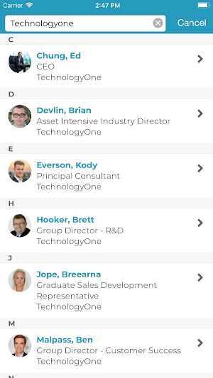 TechnologyOne Events Screenshot 3