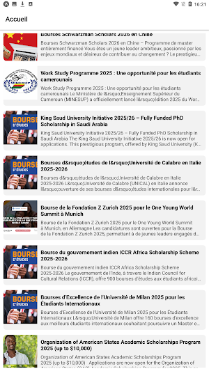 Bourses d'études Screenshot 0