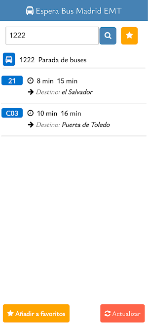 Tiempo Espera bus Madrid | EMT Screenshot 2
