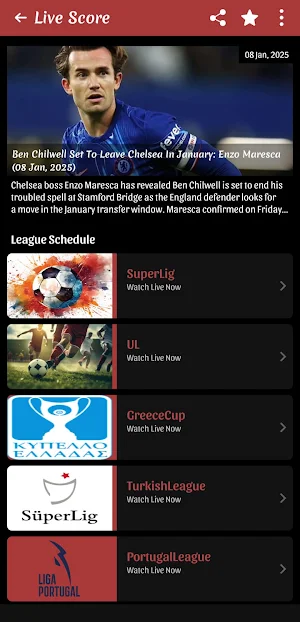 Football Live Score TV HD Screenshot 0
