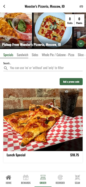 Wooster's Pizzeria app Screenshot 3