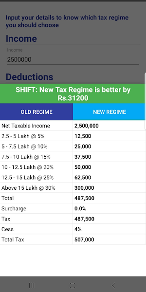 Income Tax Calculator - India  Screenshot 2