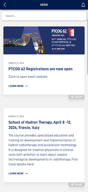 PTCOG Society App Screenshot 2
