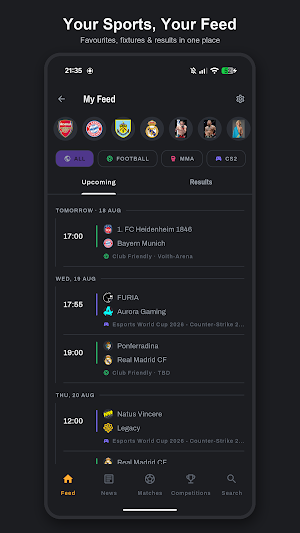 Fixtura: Sports & Esports Feed Screenshot 0