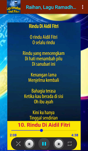 Lagu Ramadhan & Idul Fitri Raihan | Lirik+Ringtone Screenshot 2