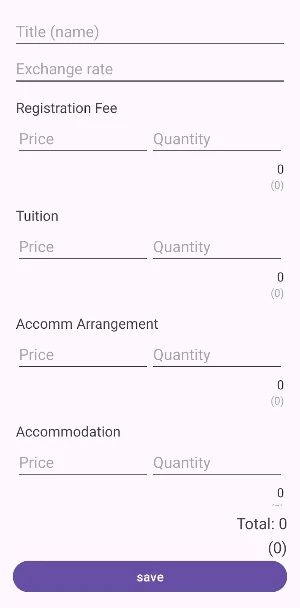 Study Abroad Calculator Screenshot 0