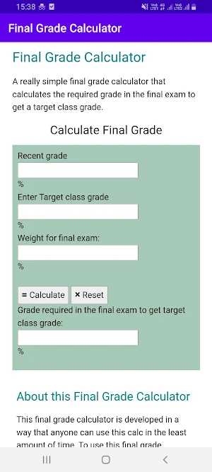 Final Grade Calculator Screenshot 0