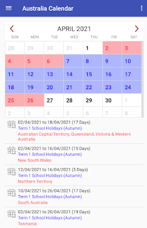 Australia Calendar 2021 Screenshot 1