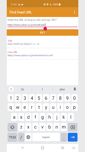 Find Feed URL Screenshot 1