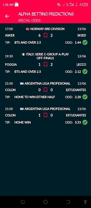 Alpha Betting Predictions Screenshot 3