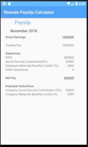 Rwanda Payslip Calculator Screenshot 1