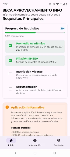 APP Beca Aprovechamiento info Screenshot 2