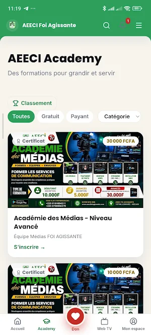AEECI Foi Agissante Screenshot 2