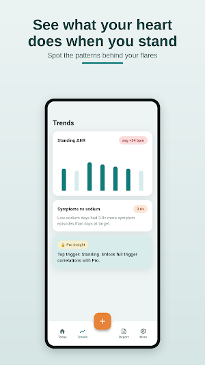 Upright – POTS Symptom Tracker Screenshot 1