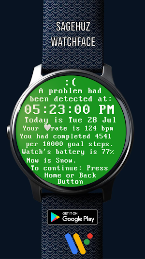 Blue Screen Simulate WatchFace Screenshot 1
