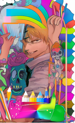 Chainsaw Man Drawing Glitter Screenshot 0