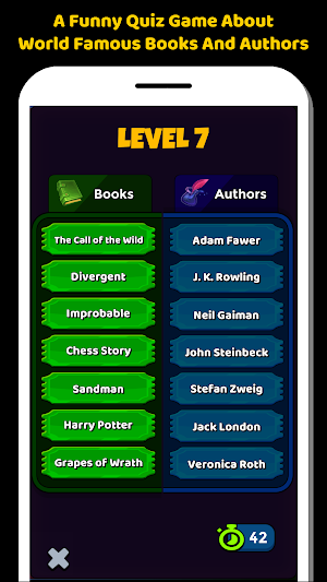Books And Authors Quiz Game Screenshot 2