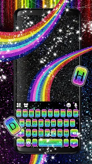Rainbow Glitter Keyboard Theme Screenshot 1