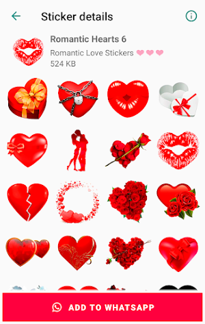 Romantic Love stickers for WhatsApp WAStickerApps Screenshot 0