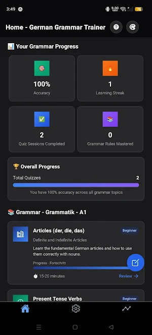 A1-A2 German Grammar Trainer Screenshot 2